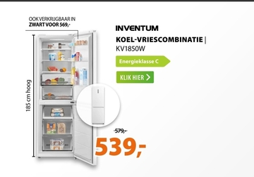 Aanbieding: KOEL-VRIESCOMBINATIE KV1850W