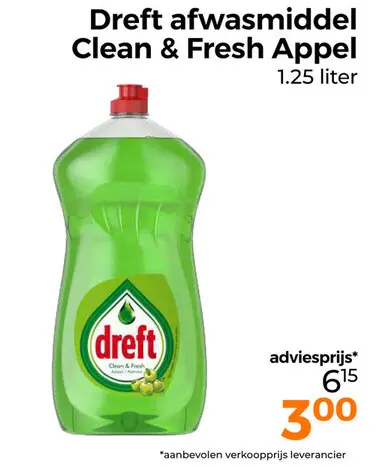 Aanbieding: Afwasmiddel Clean & Fresh Appel