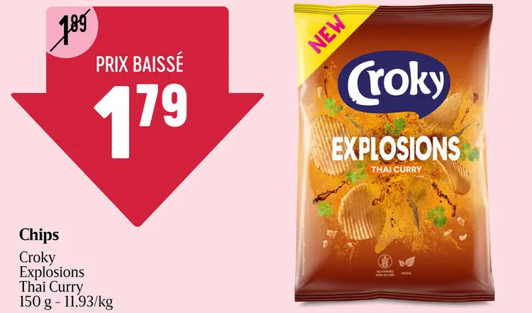 Offre: Chips Croky Explosions Thai Curry