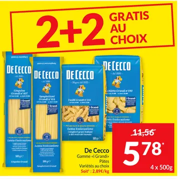 Offre: De Cecco Gamme «I Grandi» Pâtes