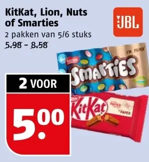 Aanbieding: KitKat, Lion, Nuts of Smarties