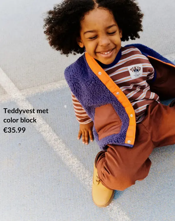 Promotie: Teddyvest met color block