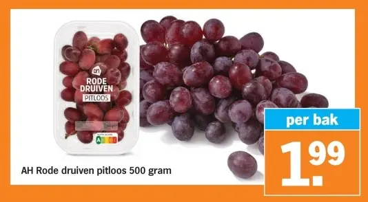 Aanbieding: Rode druiven pitloos 500 gram
