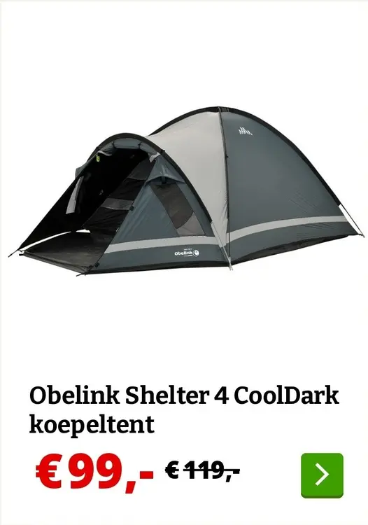 Aanbieding: Obelink Shelter 4 CoolDark koepeltent