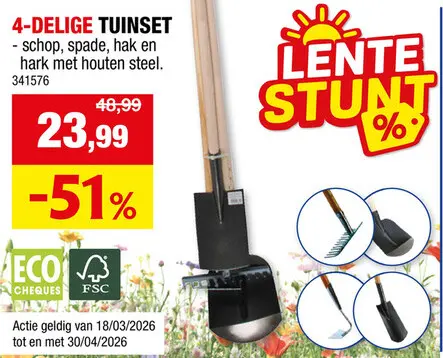 Promotie: AVR set tuingereedschap + steel 4 stuks