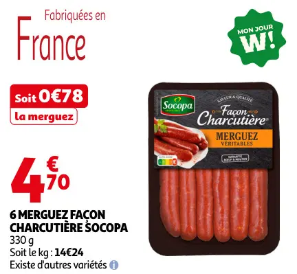 Promotie: 6 merguez façon charcutière