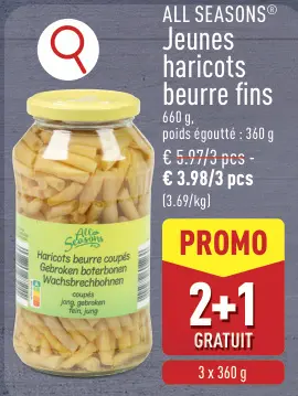 Offre: Jeunes haricots beurre fins