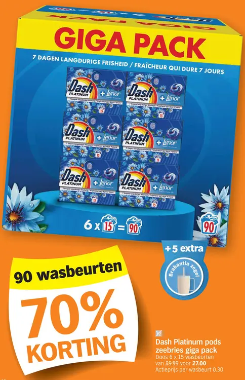 Promotie: Dash Platinum pods zeebries giga pack