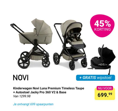 Aanbieding: Kinderwagen Novi Luna Premium Timeless Taupe 