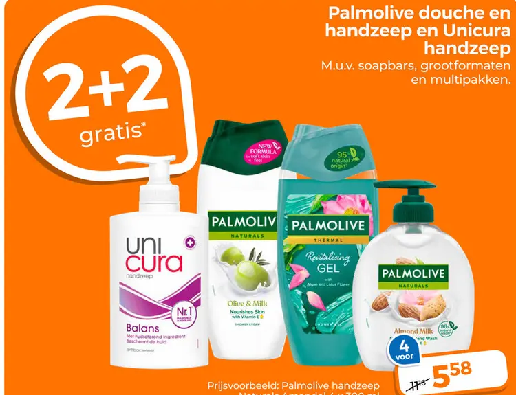 Aanbieding: Palmolive douche en handzeep en Unicura handzeep