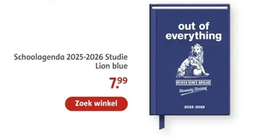 Aanbieding: Schoolagenda 2025-2026 Studie Lion blue