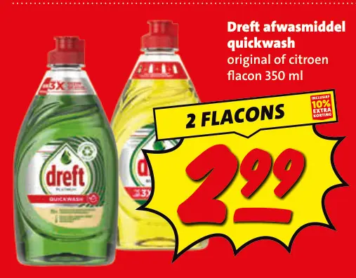 Aanbieding: Dreft afwasmiddel quickwash
