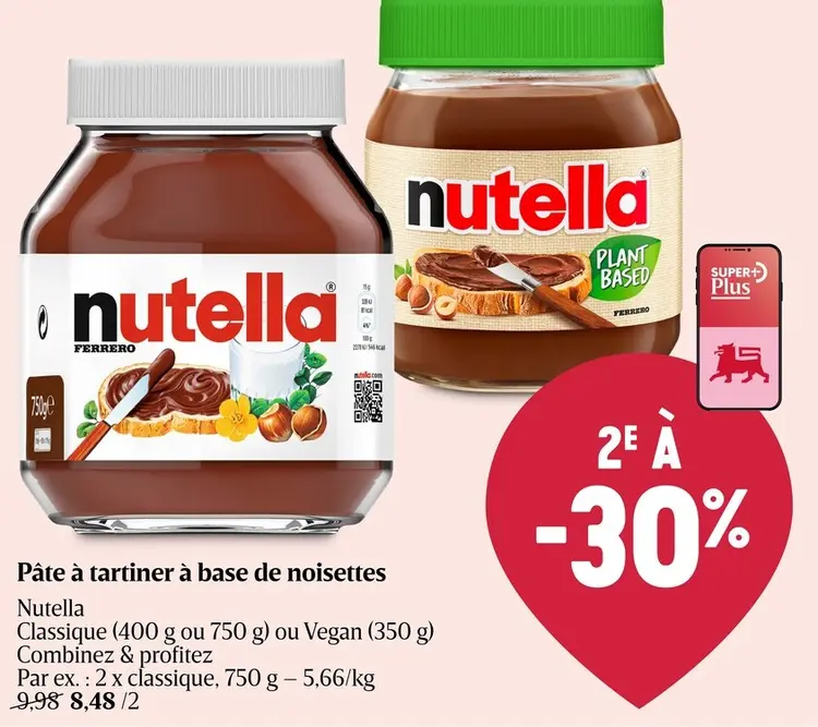 Offre: Pâte à tartiner à base de noisettes