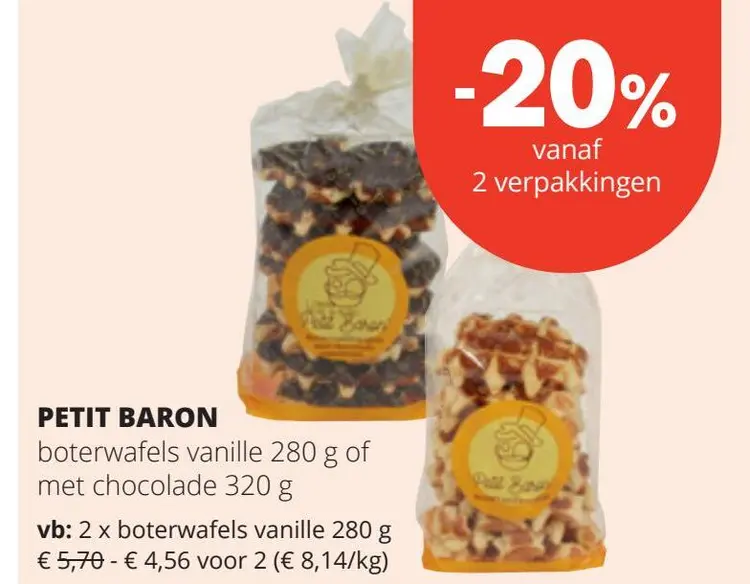 Aanbieding: boterwafels vanille of met chocolade