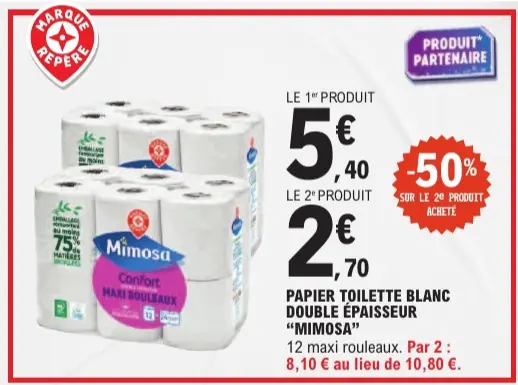 Aanbieding: Papier toilette blanc double épaisseur