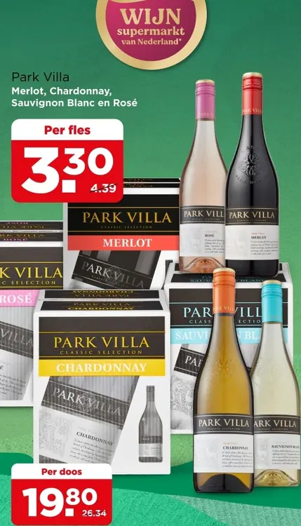 Aanbieding: Park Villa merlot, chardonnay, sauvignon blanc en rosé