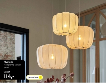 Aanbieding: Plumeria Hanglamp textiel zand