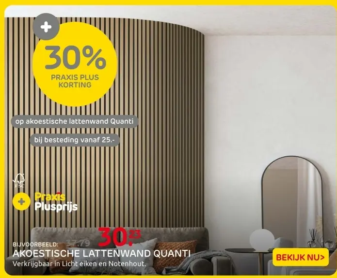 Aanbieding: Akoestische lattenwand quanti