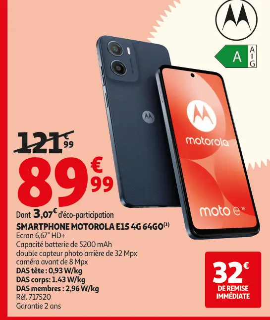 Promotie: Smartphone Motorola e15 4g 64go