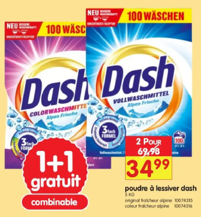 Offre: poudre à lessiver dash