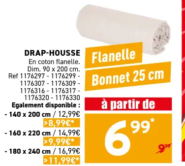 Offre: Drap-housse flanelle