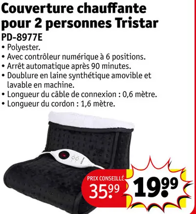 Offre: Couverture chauffante pour 2 personnes