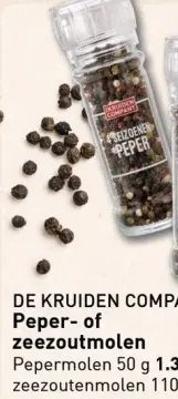 Aanbieding: De Kruiden Company Peper- of zeezoutmolen