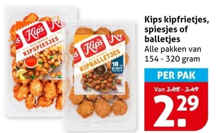 Aanbieding: Kips kipfrietjes, spiesjes of balletjes