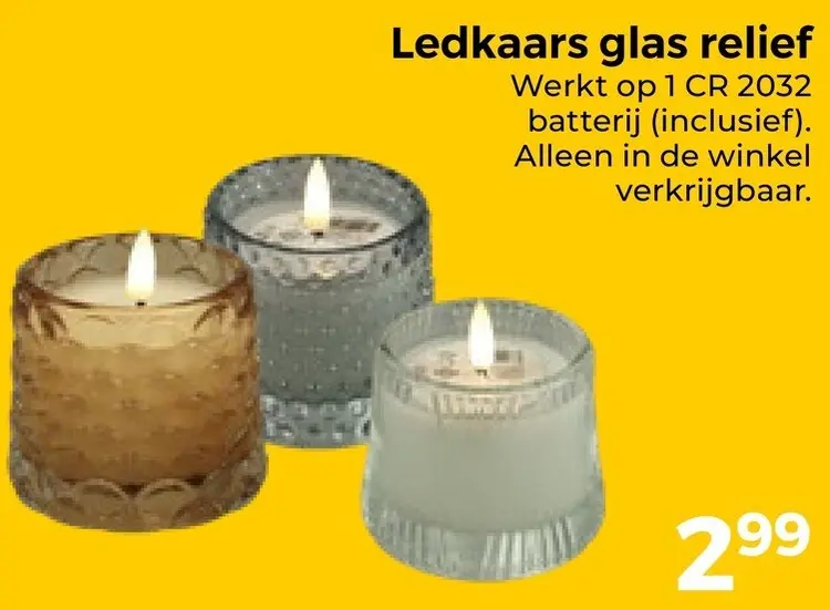Aanbieding: Ledkaars glas relief