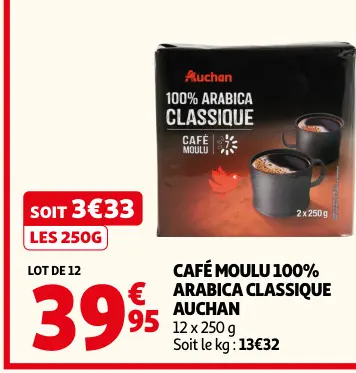Offre: Café moulu 100% arabica classique