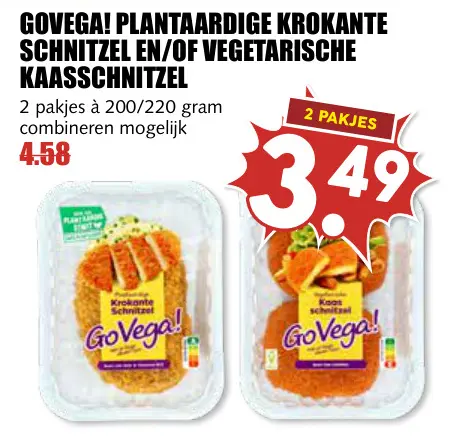 Aanbieding: Plantaardige krokante schnitzel en/of vegetarische kaasschnitzel