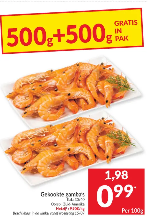 Promotie: Gekookte gamba's