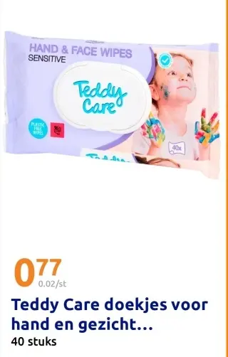 Aanbieding: Teddy Care doekjes voor hand en gezicht Sensitive