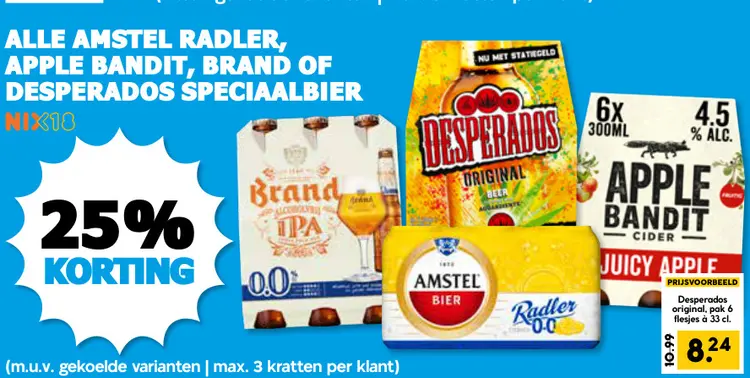 Aanbieding: Amstel Radler, Apple Bandit, Brand of Desperados speciaalbier