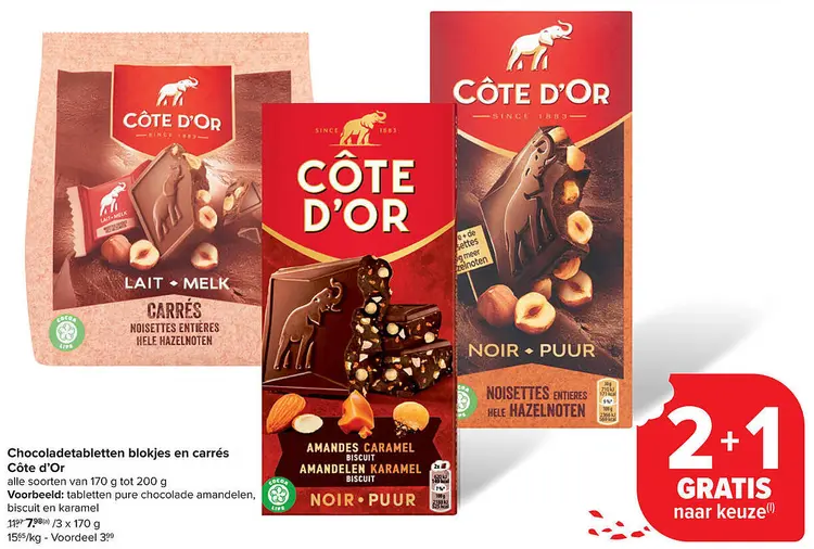 Aanbieding: Chocoladetabletten blokjes en carrés