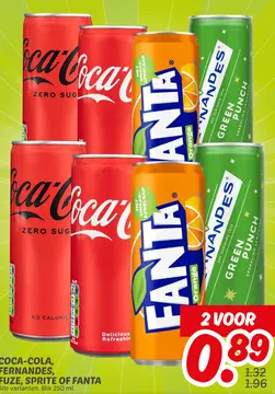 Aanbieding: Coca-cola, FERNANDES, FUZE, SPRITE of FANTA