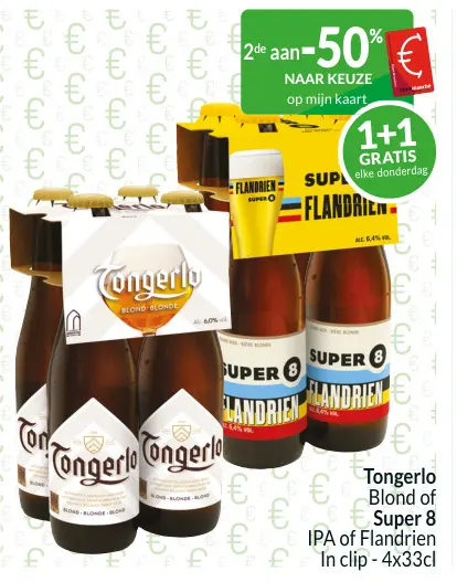 Promotie: Tongerlo Blond or Super 8 IPA or Flandrien