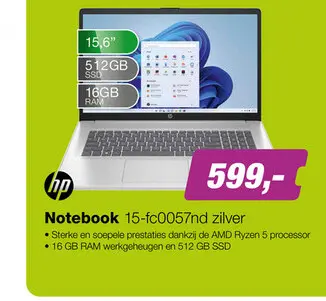 Aanbieding: HP Notebook 15-fc0057nd Zilver