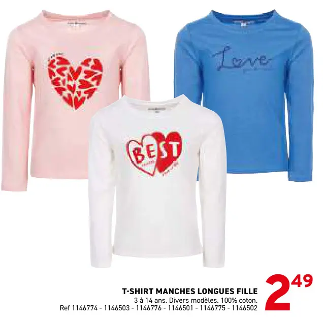 Offre: T-shirt manches longues fille