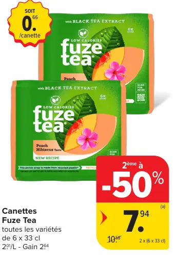 Offre: Canettes Fuze Tea