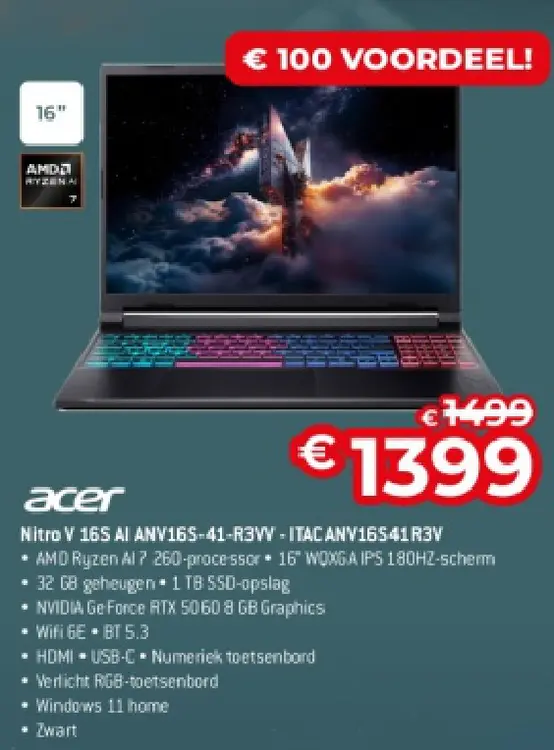 Promotie: Nitro V 16S AI ANV16S-41-R3VV - ITAC ANV16S41