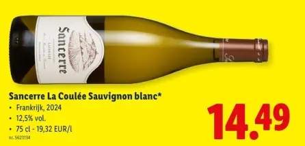 Promotie: Sancerre La Coulée Sauvignon blanc