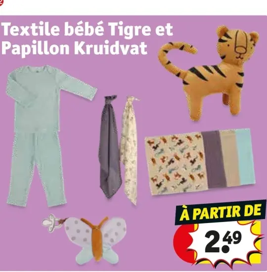 Offre: Textile bébé Tigre et Papillon