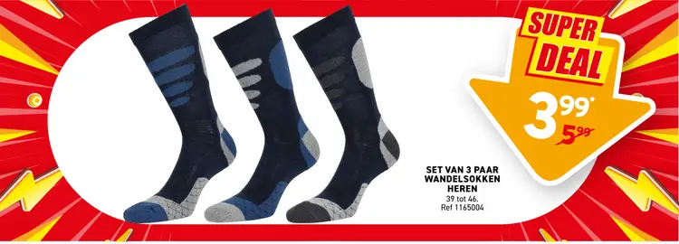 Promotie: Set van 3 paar wandelsokken heren