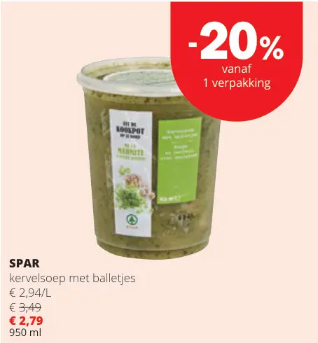 Promotie: Kervelsoep met balletjes