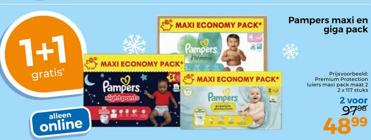 Aanbieding: Pampers maxi en giga pack