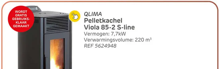 Aanbieding: Qlima pelletkachel viola 85 s-line - 7.6kw - zwart