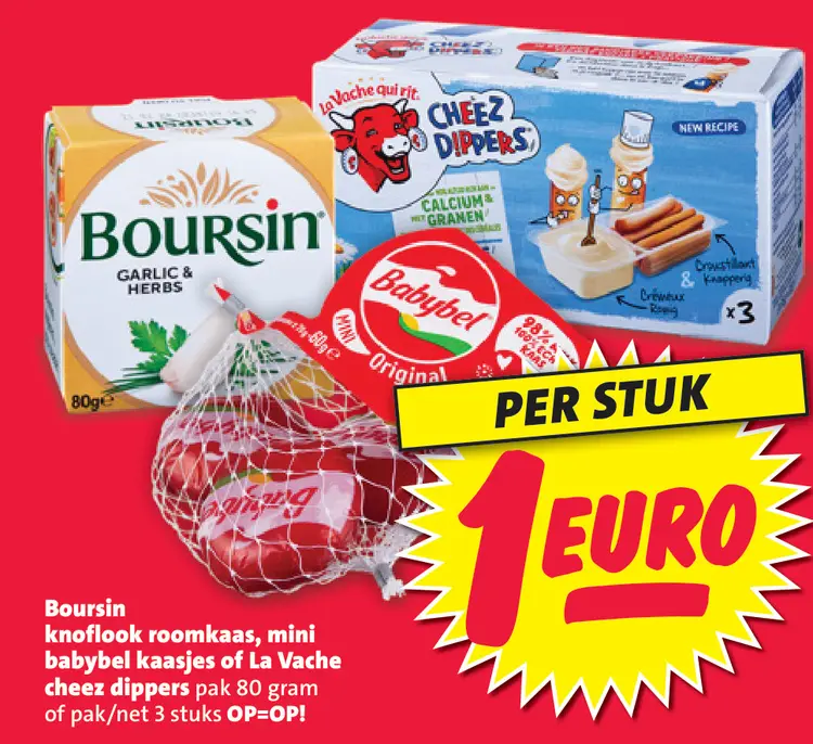 Aanbieding: Boursin knoflook roomkaas, mini babybel kaasj