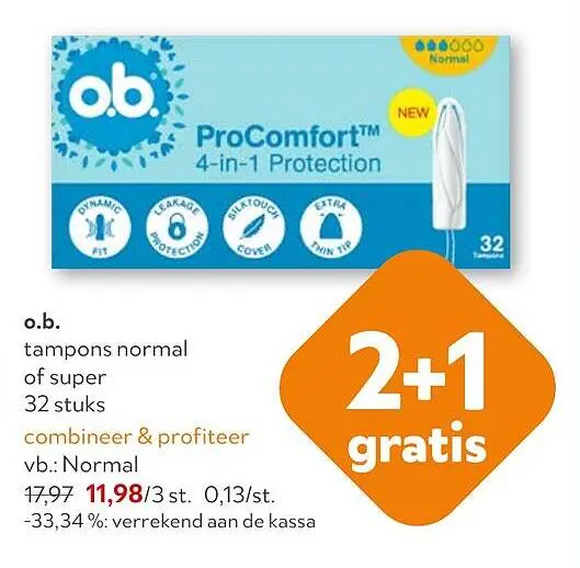 Promotie: o.b. tampons normal of super