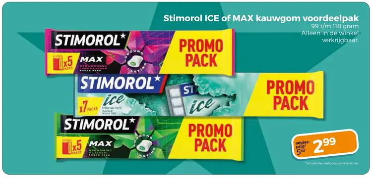 Aanbieding: Stimorol ICE of MAX kauwgom voordeelpak